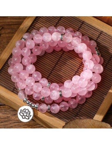 Bracelet Mala Tibétain Quartz Rose Lotus de votre