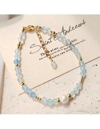 Bracelet En Aigue-Marine Et Perle D'Eau Douce pas chere