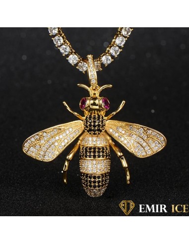 COLLIER PENDENTIF ABEILLE ICE brillant des détails fins