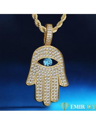 COLLIER PENDENTIF MAIN DE FATMA OR JAUNE plus qu'un jeu 