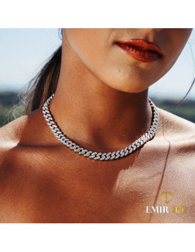 COLLIER MAILLE CUBAINE DIAMANT FEMME OR BLANC - 9MM Découvrez la collection