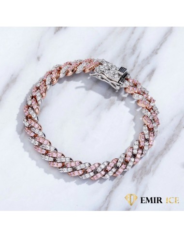 BRACELET CUBAN LINK FEMME OR ROSE ET OR BLANC - 9MM en stock