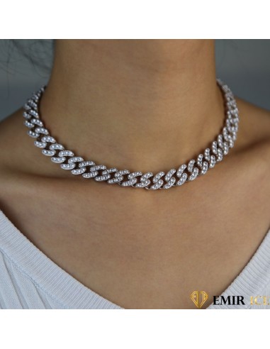 COLLIER MAILLE CUBAINE FEMME "PURE CRYSTAL" - 12MM l'achat 