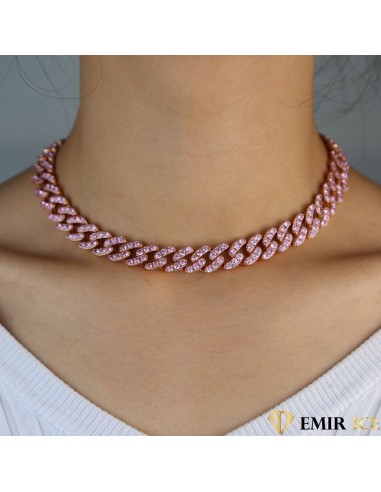 COLLIER MAILLE CUBAINE FEMME "SWEET PINK" - 12MM français