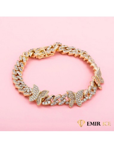 BRACELET CUBAN LINK PAPILLON FEMME OR JAUNE - 9MM soldes