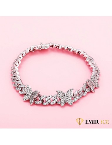 BRACELET CUBAN LINK PAPILLON FEMME OR BLANC - 9MM Véritable concentré