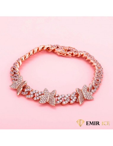 BRACELET CUBAN LINK PAPILLON FEMME OR ROSE - 9MM Vous souhaitez 