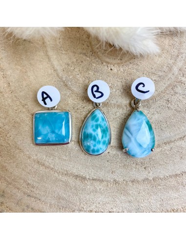 Pendentif en Larimar serti argent (contrôle de votre vie / sérénité) vous aussi creer 