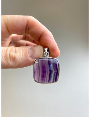 Pendentif en Fluorite serti argent 925 (créativité / concentration) Venez acheter