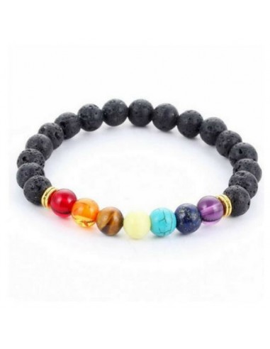 Bracelet "Guérison Pierres de lave 7 Chakras" (2 achetés + 1 offert) de pas cher