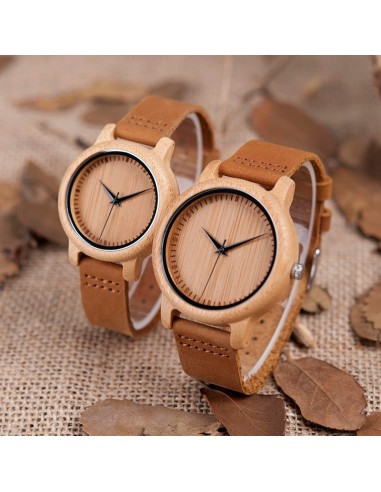 Montre à Quartz en bois de Bambou- "Simplement Zen" - Modèle Homme & Modèle Femme pour bénéficier 