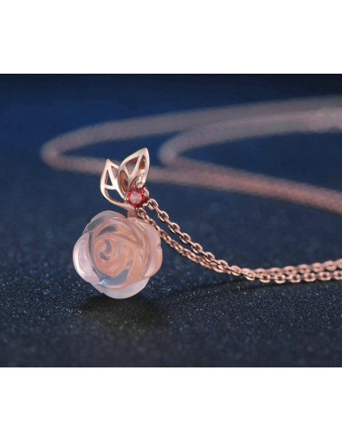 Collier Fleur de Quartz Rose et Grenat en Argent 925 votre restaurant rapide dans 