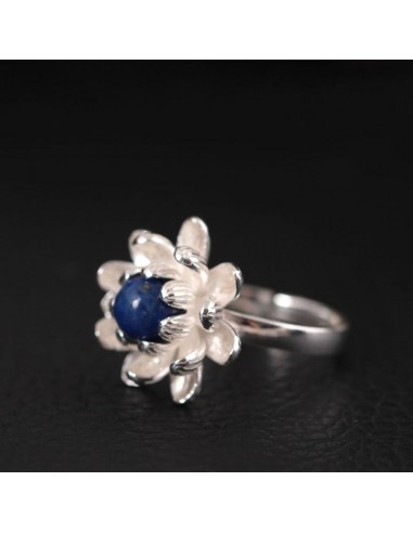 Bague "Lotus" en pierre de Lapis Lazuli et en Argent Sterling 925 Le MVP de beaucoup