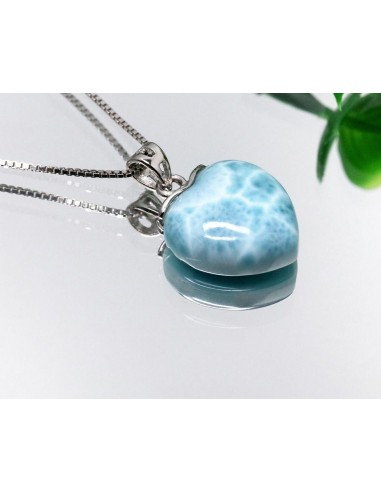 Pendentif "Coeur de l'océan" Larimar en Argent Sterling basket pas cher