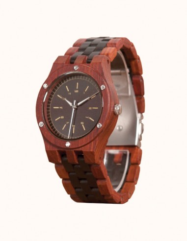 Montre en Bois d’Ébène et Padouk basket pas cher