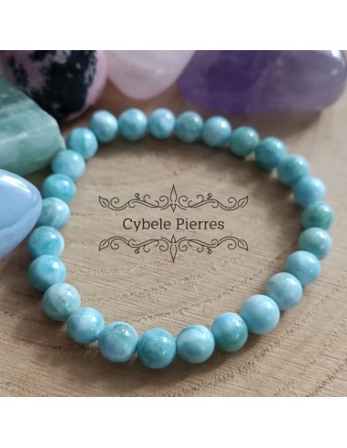 Bracelet Larimar (Pectolite bleue) (7mm) - 17cm en linge