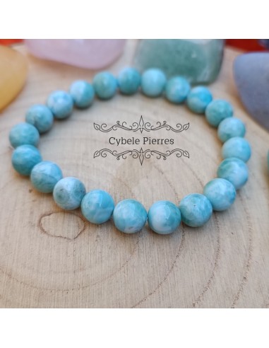 Bracelet Larimar (Pectolite bleue) (9mm) - 18cm et 19cm À commander